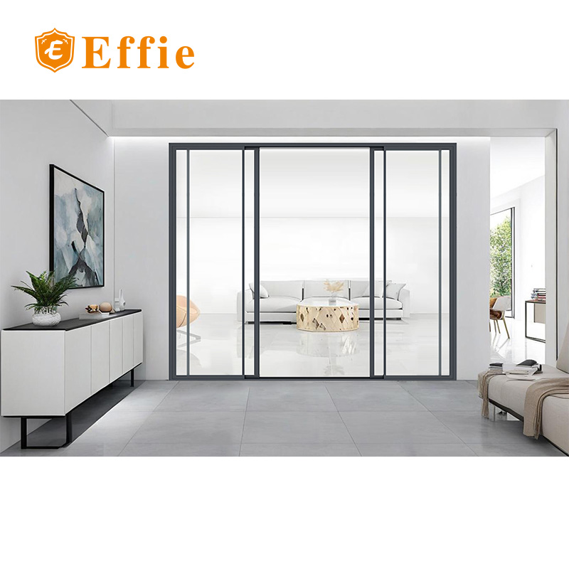 Ultra Slim Tempered Glass Aluminum Sliding Doors